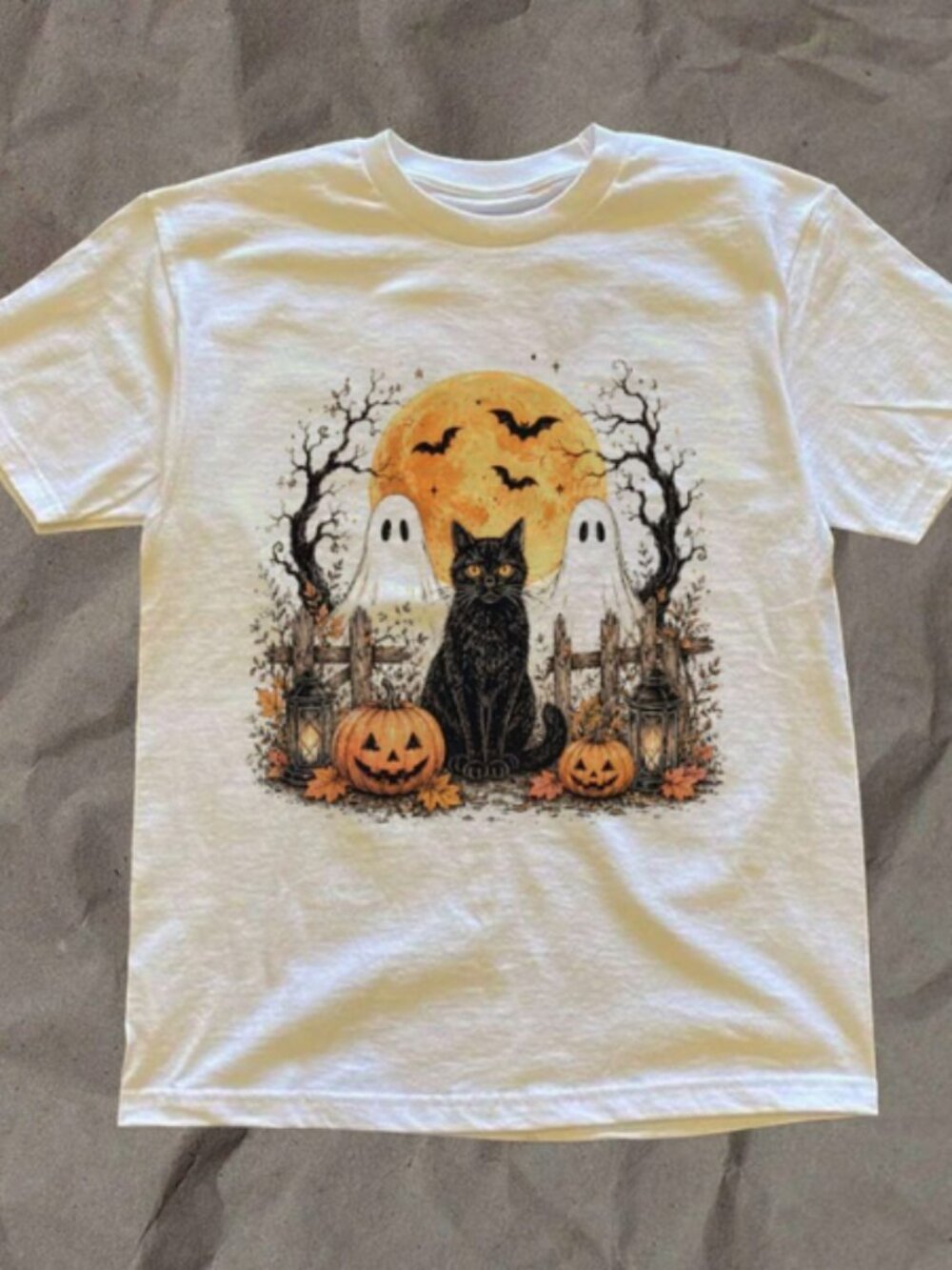 Black Cat Spooky Season Halloween oversized tee Unisex T shirt